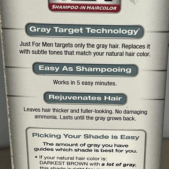 Just for Men Original Formula #H-50 Darkest Brown Shampoo-In Hair Color - Picture 8 of 15